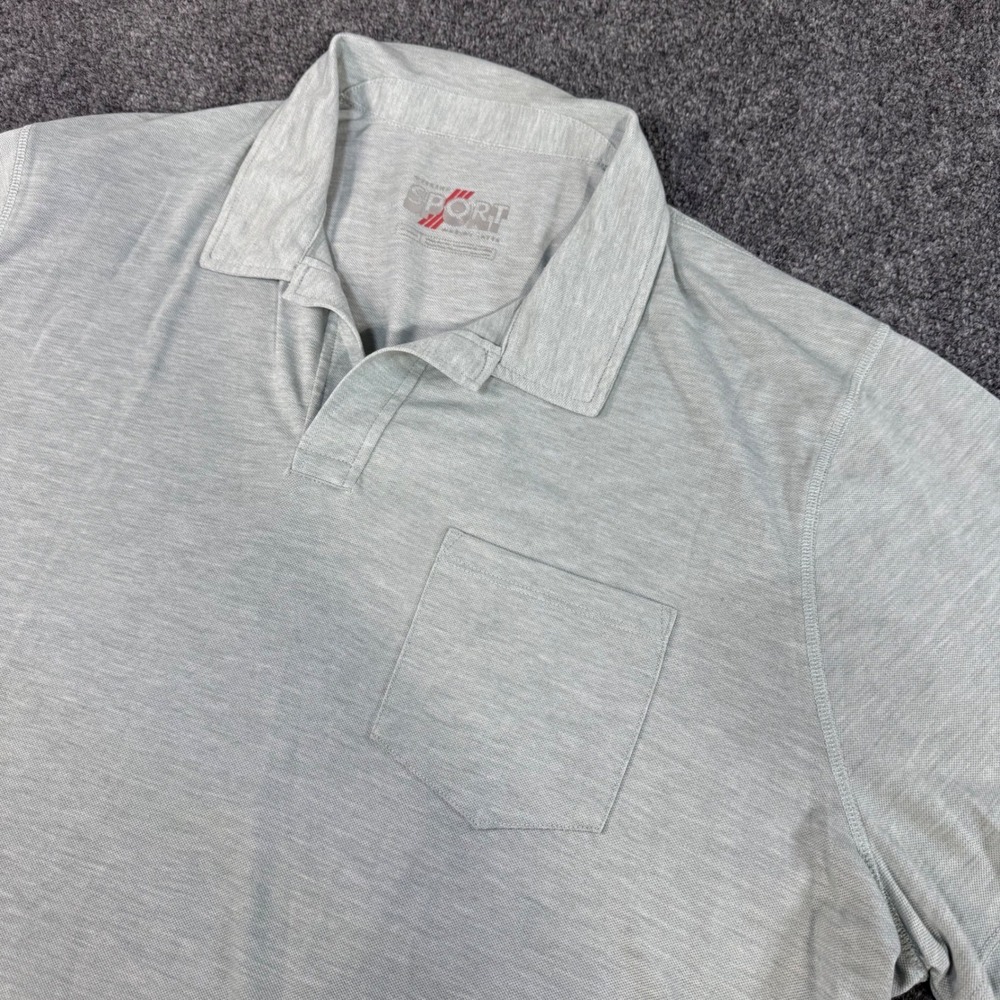 Marine Layer Weekend Sport Polo Shirt Mens XL Heather Grey Short Sleeve Pocket
